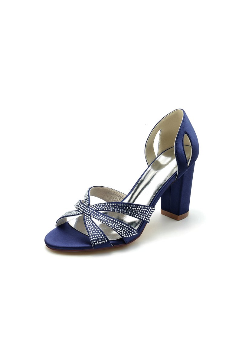 Navy Blue High Heels with Silver Heel - KissProm