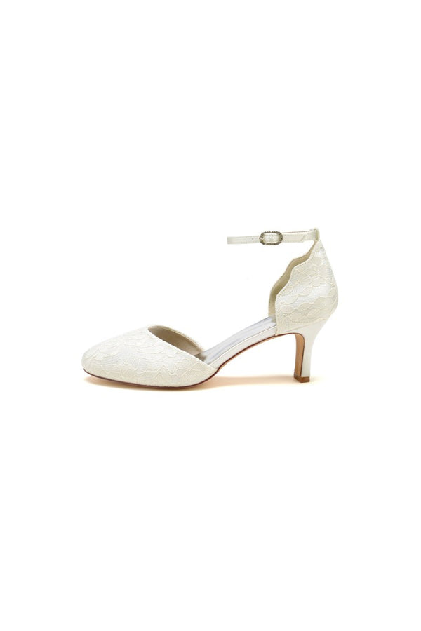 Elegant White Lace High Heels with Hollow - out Design - KissProm