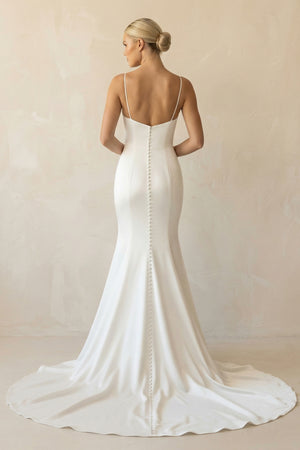 Mermaid White Spaghetti Straps Long Lace Wedding Dress  – Wedding Dresses by KissProm | Available at KissProm