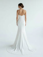 Mermaid White Spaghetti Straps Long Lace Wedding Dress - KissProm