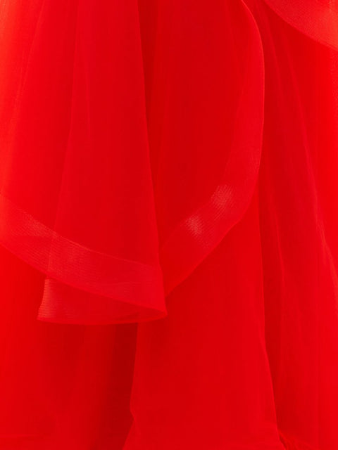 Elegant Off-the-Shoulder Organza Prom Dress Pink A-Line Formal Gown,OLP1785