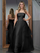 Light Pink A Line Strapless Organza Prom Dress – Prom Dress by KissProm | Available at KissProm