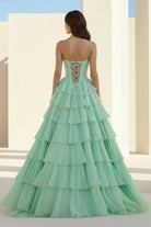 Ellira | Pink - Sweetheart A Line Chiffon Ruffled Long Formal Prom Dresses With Beading - KissProm