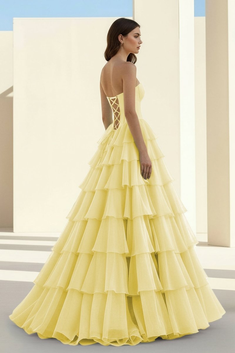 Ellira | Pink - Sweetheart A Line Chiffon Ruffled Long Formal Prom Dresses With Beading - KissProm