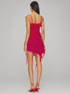 Elsinia | Fuchsia - Sheath Chiffon Spaghetti Straps Ruffled Short Homecoming Dresses