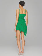 Elsinia | Green - Sheath Chiffon Spaghetti Straps Ruffled Short Homecoming Dresses