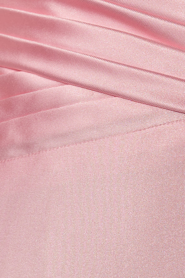 Elsinore | Pink - Off The Shoulder Bodycon Satin Short Homecoming Dress With Keyhole