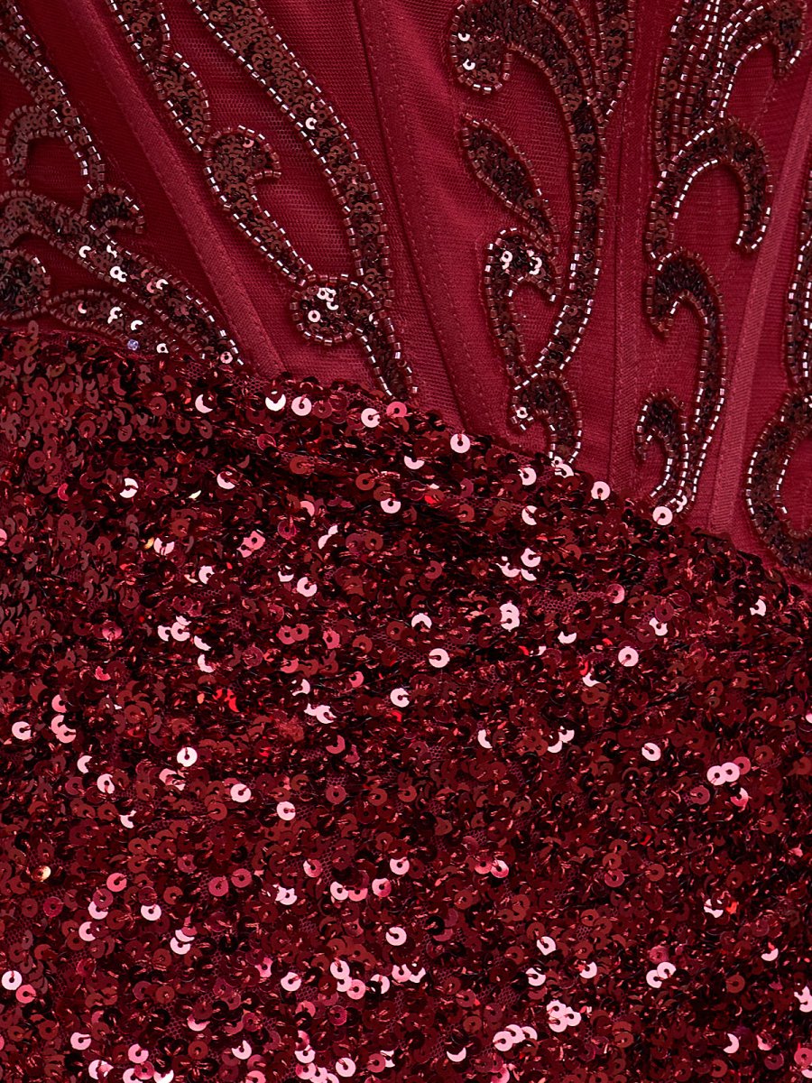 Elvia | Burgundy - Sheath V Neck Sequined Short Homecoming Dress with Beading