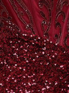 Elvia | Burgundy - Sheath V Neck Sequined Short Homecoming Dress with Beading