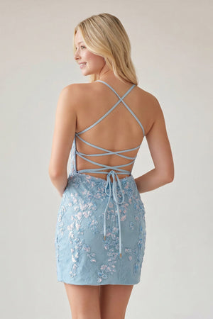 Sheath Lace Corset Homecoming Dress - KissProm