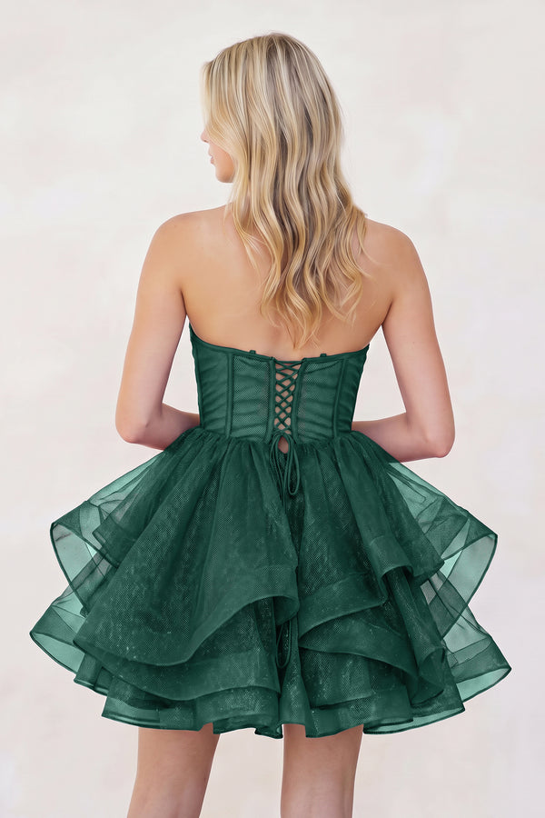 Emerald A-Line Tulle Short Homecoming Dress with Ruffles (2) | KISSPROM