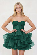 Emerald A-Line Tulle Short Homecoming Dress with Ruffles | KISSPROM
