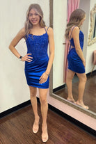 Fleur | Bodycon Satin Double Straps Keyhole Back Homecoming Dress