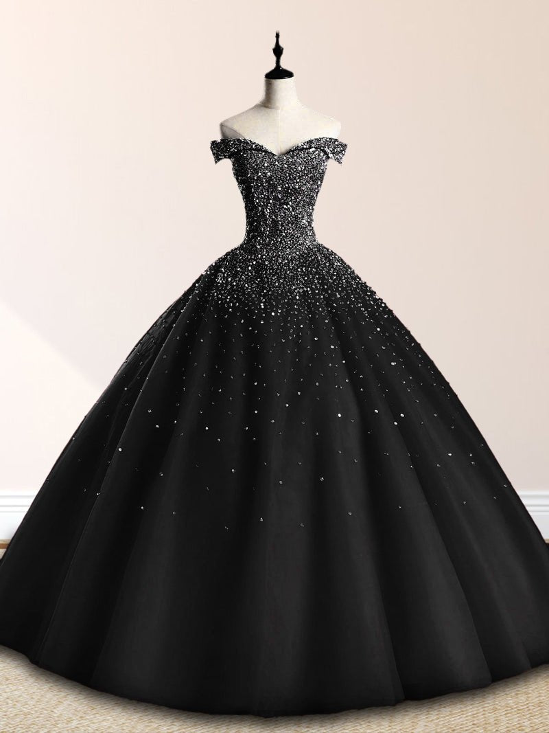 Emerald Green Off The Shoulder Tulle Quinceanera Dresses With Beadings Emerald Green / 14