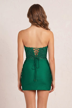 Emerald Sheath Beaded Satin and Lace Homecoming Dress (2) | KISSPROM