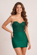 Emerald Sheath Beaded Satin and Lace Homecoming Dress | KISSPROM