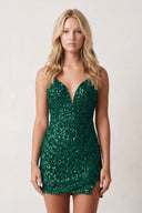 Emerald Sheath Mini Party Dresses with Slit | KISSPROM