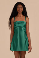 Emerald Sheath Spaghetti Straps Satin Homecoming Dress | KISSPROM