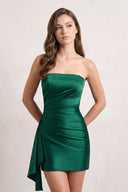 Emerald Sheath Strapless Satin Short Homecoming Dresses | KISSPROM