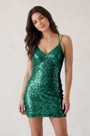 Emerald Sheath V Neck Blue Sequins Sheath Mini Homecoming Dresses | KISSPROM