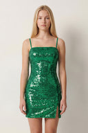 Emerald Sparkly Spaghetti Straps Zipper Back Sequin Mini Homecoming Dresses | KISSPROM