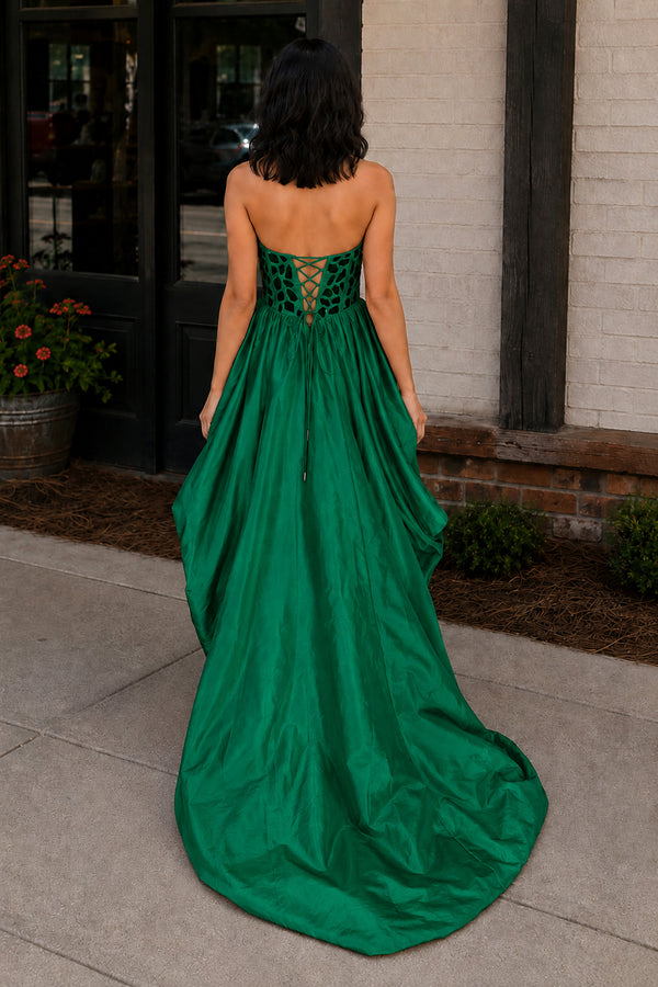Emerald Sparkly Sweetheart Mirror High-Low Homecoming Dress | KISSPROM