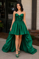 Emerald Sparkly Sweetheart Mirror High-Low Homecoming Dress | KISSPROM