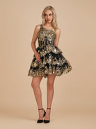 Emma | A Line One Shoulder Navy Tiered Lace Short Homecoming Dress