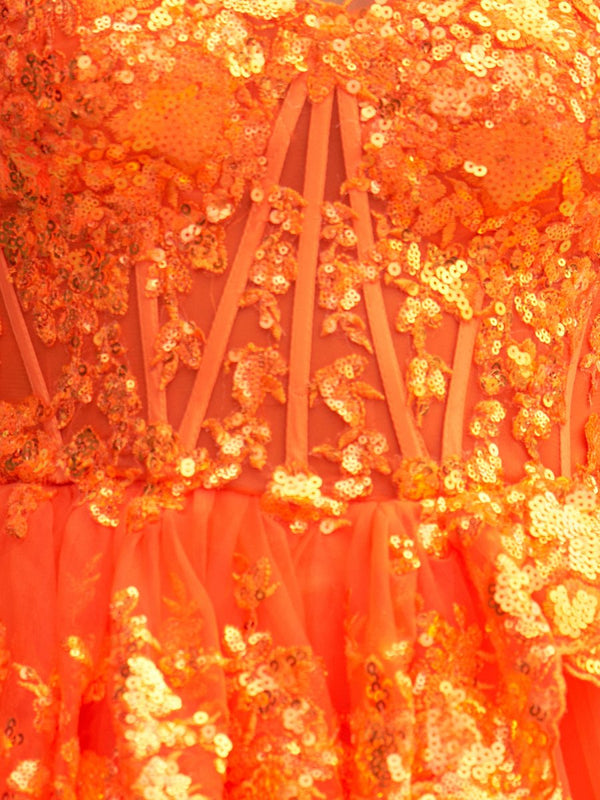 Emma | A Line One Shoulder Navy Tiered Lace Short Homecoming Dress