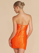 Eos | Bright Orange  - Sheath Sweetheart Sequined Cut Out Short Homecoming Dresses