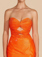 Eos | Bright Orange  - Sheath Sweetheart Sequined Cut Out Short Homecoming Dresses