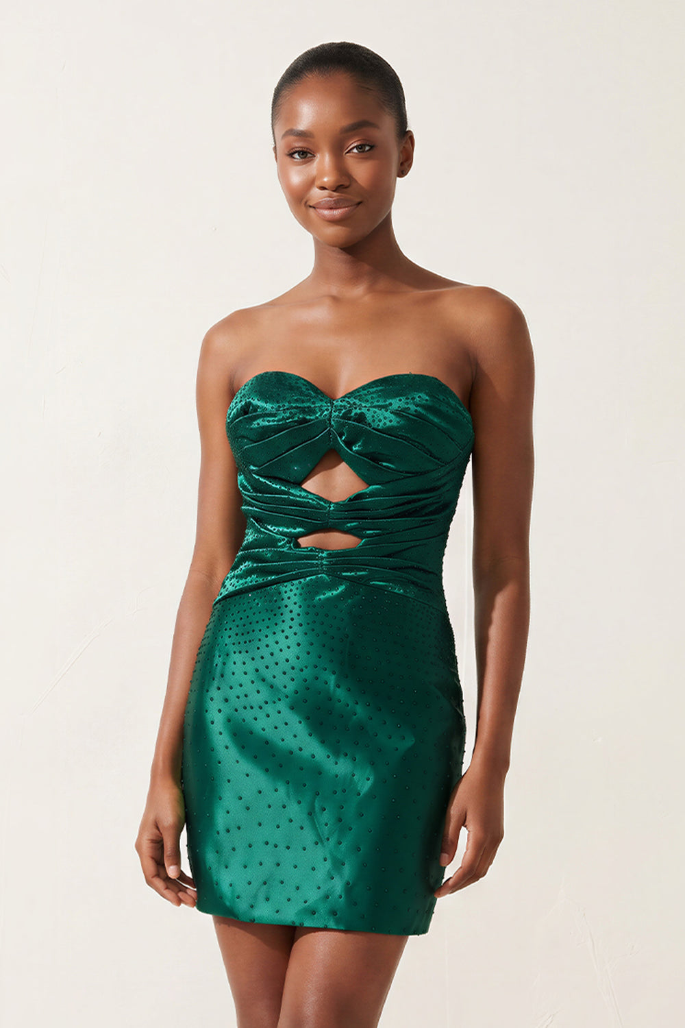 Dark Green - Sheath Sweetheart Sequined Cut Out Mini Party Dresses - KissProm