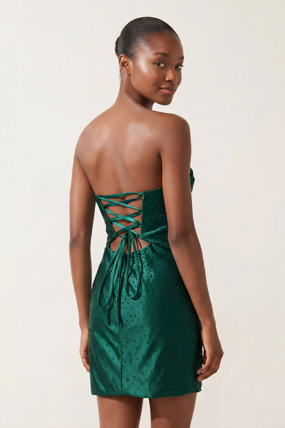 Dark Green - Sheath Sweetheart Sequined Cut Out Mini Party Dresses - KissProm