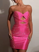 Eos | Fuchsia - Sheath Sweetheart Sequined Cut Out Short Homecoming Dresses