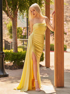 Eowyn | Mermaid Strapless Satin Long Prom Dresses With Split