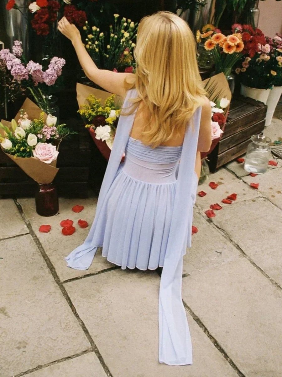 Kirae | Lilac - Sweetheart A Line Tulle Short Homecoming Dresses With Scarf