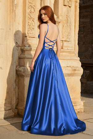 A Line Sweetheart Green Satin Long Prom Dresses with Slit - KissProm