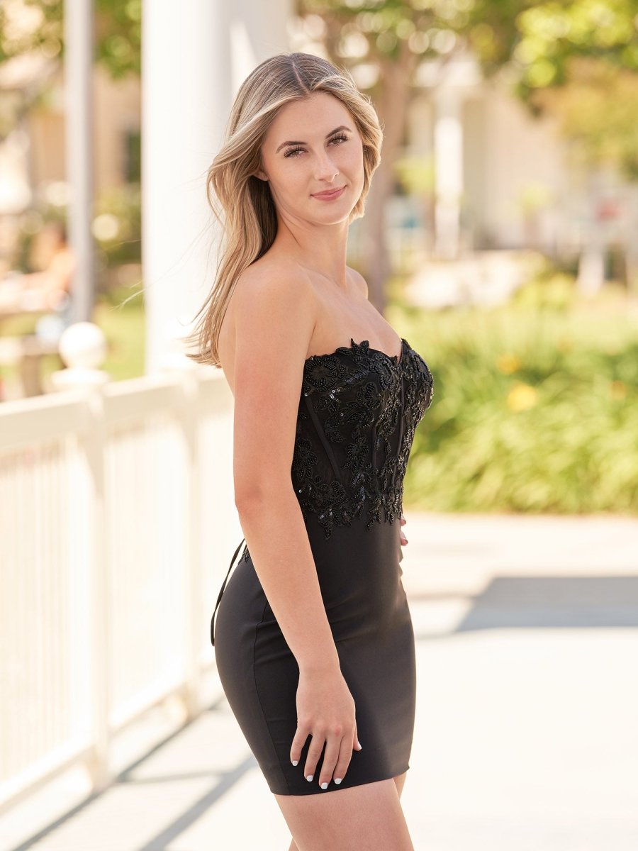 Euline | Sheath Sweetheart Black Tight Beaded Homecoming Dresses - KissProm