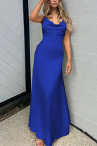 Evale | Yellow - Sheath Spaghetti Straps Satin Long Prom Dresses With Pearls - KissProm