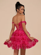 Everly | Fuchsia - A-Line Sweetheart Tiered Short Homecoming Dress