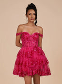 Everly | Fuchsia - A-Line Sweetheart Tiered Short Homecoming Dress