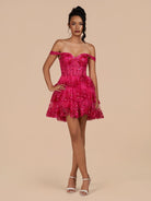 Everly | Fuchsia - A-Line Sweetheart Tiered Short Homecoming Dress
