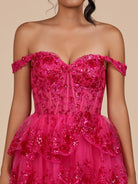 Everly | Fuchsia - A-Line Sweetheart Tiered Short Homecoming Dress