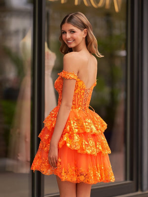 Everly | Orange - A-Line Sweetheart Tiered Short Homecoming Dress