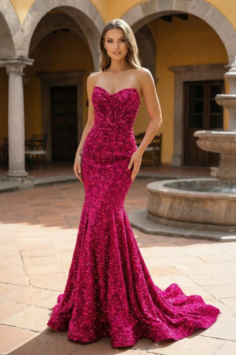 LAURYN Royal Blue MERMAID SWEETHEART NECK SEQUINS PROM DRESS