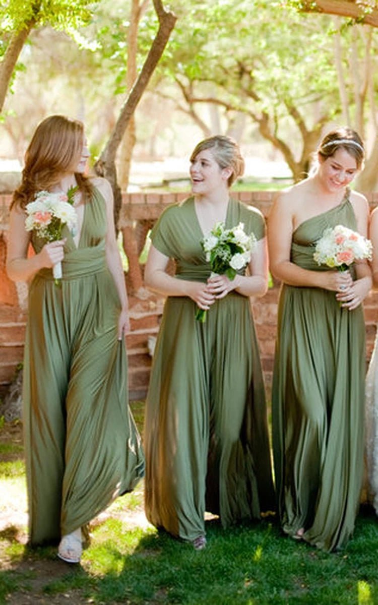 Jersey Simple Garden Bridesmaid Dress with Open Back and Sash - KissProm