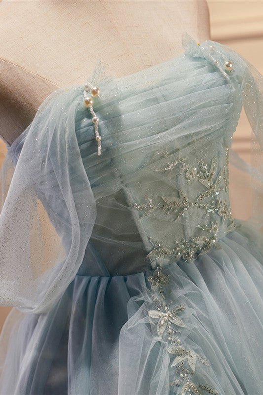 Fairy-tale Tulle Beaded Off-the-Shoulder Lace-Up Back A-Line Party Dre