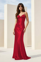 Falisse | Black - Spaghetti Straps Mermaid Satin Backless Prom Dresses With Beading - KissProm