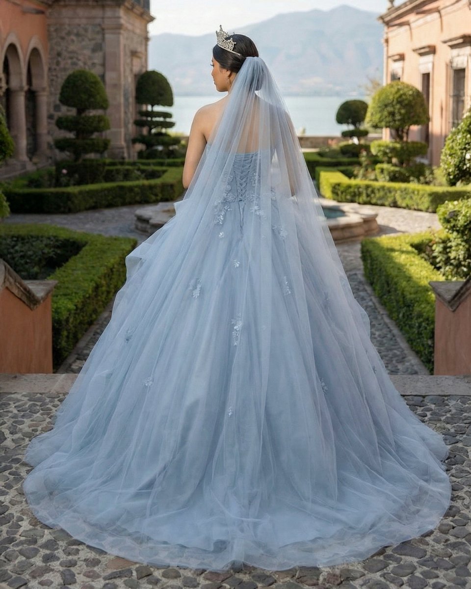 Grey Blue Tulle A-Line Sweetheart Lace-Up Back Quinceanera Dress Grey Blue / 22 Grey Blue Tulle A-Line Sweetheart Lace-Up Back Quinceanera Dress Grey Blue / 22