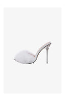 Hot Pink Feathers Pointed Toe Stiletto Sandals - KissProm